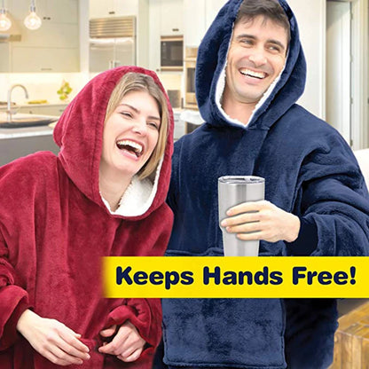 超やわらか シェルパ裏地 フード付き着る毛布｜冬用・大人サイズ